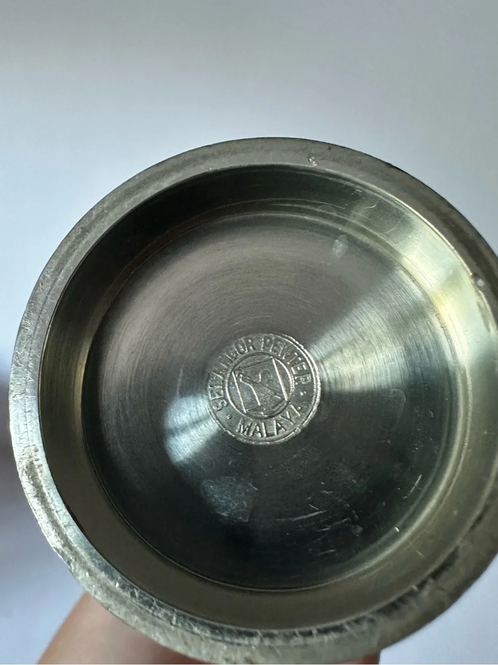 Selangor Pewter Malaya Brushed Bud Vase with Etched Palm Trees & Donkey Cart